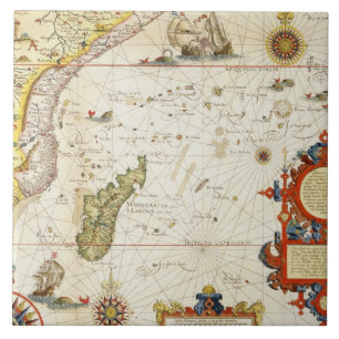 Map of East Africa and Madagascar, 1596 (hand colo Tile