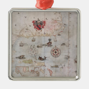 Map of Eastern North America Metal Tree Decoration