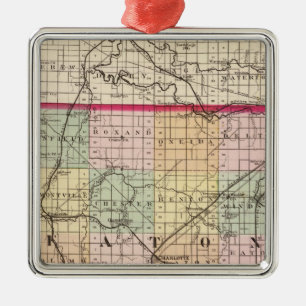 Map of Eaton County, Michigan Metal Tree Decoration