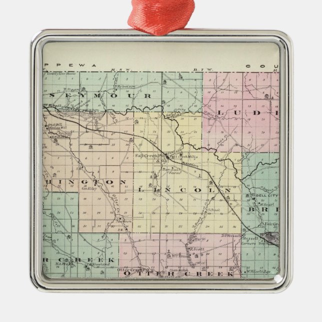 Map of Eau Claire County, State of Wisconsin Metal Tree Decoration (Front)