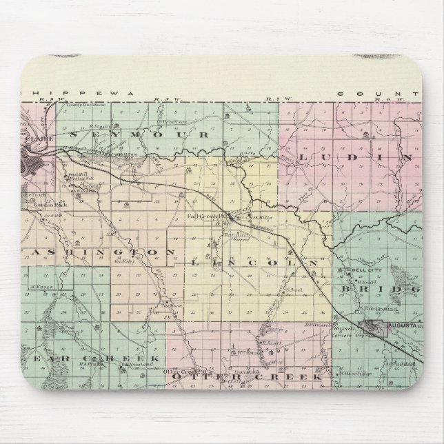 Map of Eau Claire County, State of Wisconsin Mouse Mat (Front)