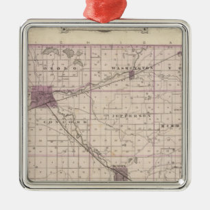 Map of Elkhart County Metal Tree Decoration