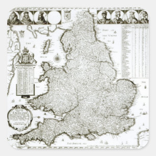 Map of England and Wales, 1644 Square Sticker