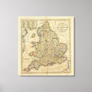Map of England and Wales Canvas Print