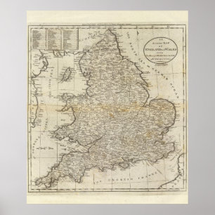 Map of England and Wales Poster