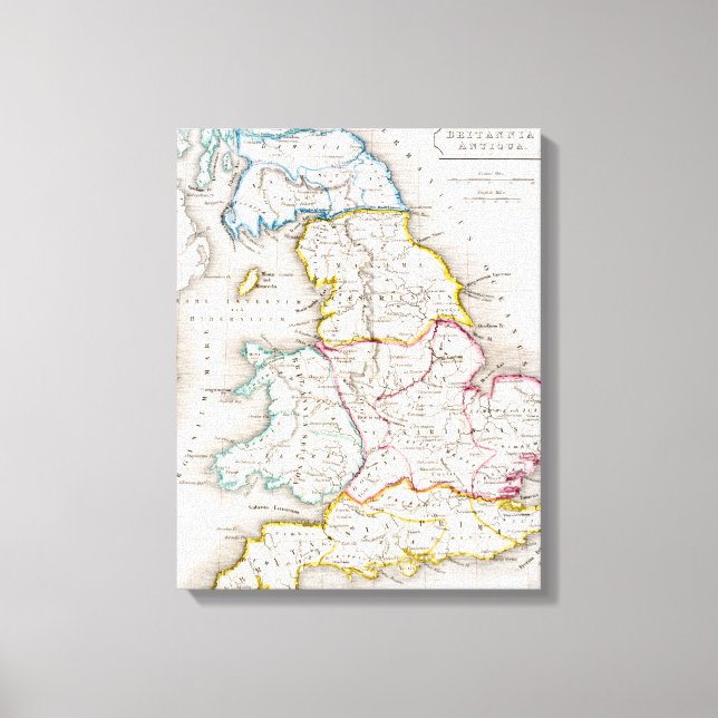 Map of England | Britannia Antiqua Canvas Print (Front)