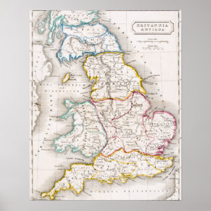 Map of England   Britannia Antiqua Poster