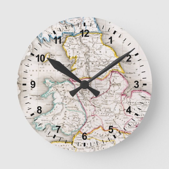 Map of England | Britannia Antiqua Round Clock (Front)