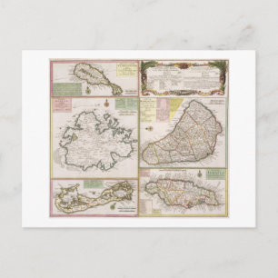 Map of English Colonies in the Caribbean, pub. by Postcard