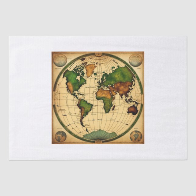 Map of Etherea: A Fantasy World of Mystical Contin Tissue Paper (Front)