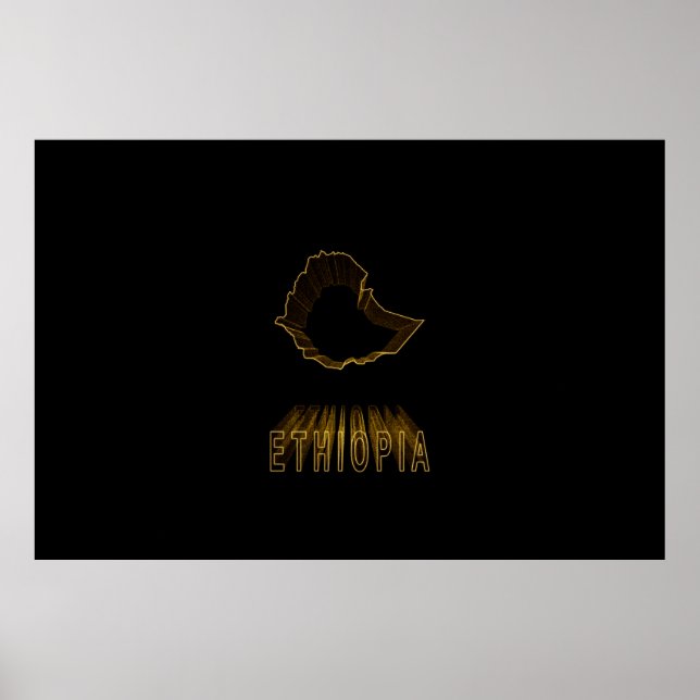 Map of Ethiopia, Gold Map Poster (Front)