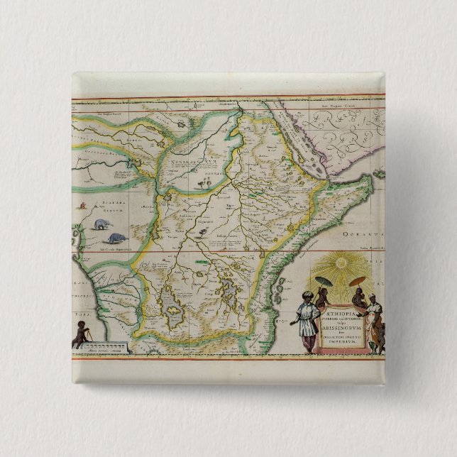 Map of Ethiopia showing five African states 15 Cm Square Badge (Front)