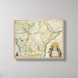 Map of Ethiopia showing five African states Canvas Print
