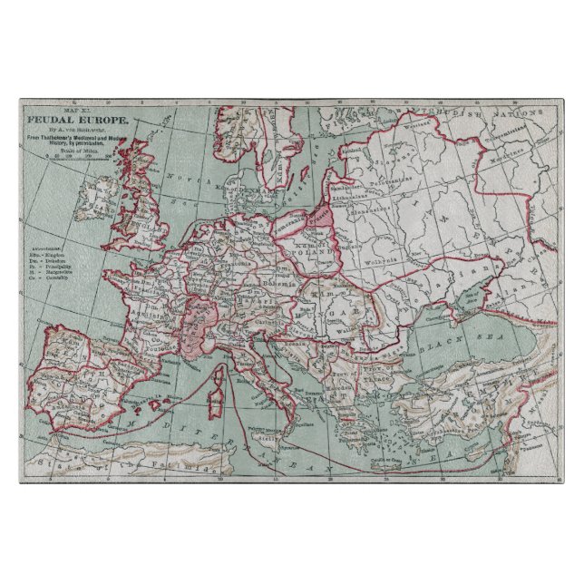 MAP OF EUROPE, 12th CENTURY Cutting Board (Front)