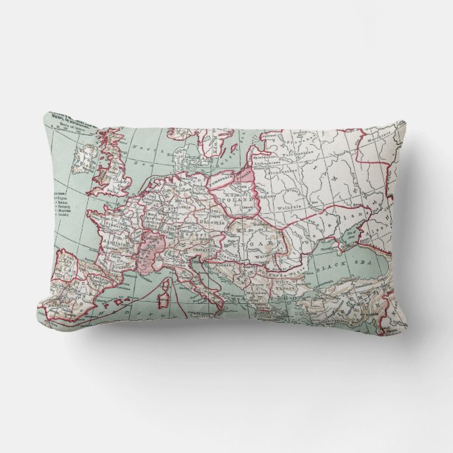MAP OF EUROPE, 12th CENTURY Lumbar Cushion (Front)