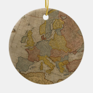 Map of Europe   1700 Ceramic Tree Decoration