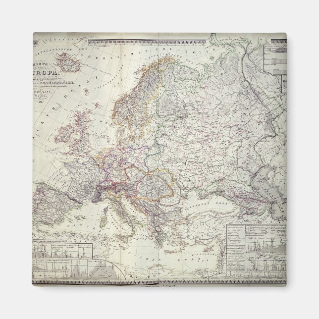 Map of Europe, 1841 Magnet (Front)