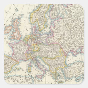 Map of Europe 3 Square Sticker