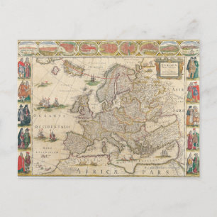 Map of Europe 6 Postcard