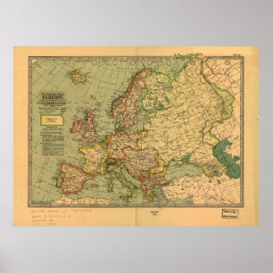 Map of Europe by Century Atlas Company (1897) Poster