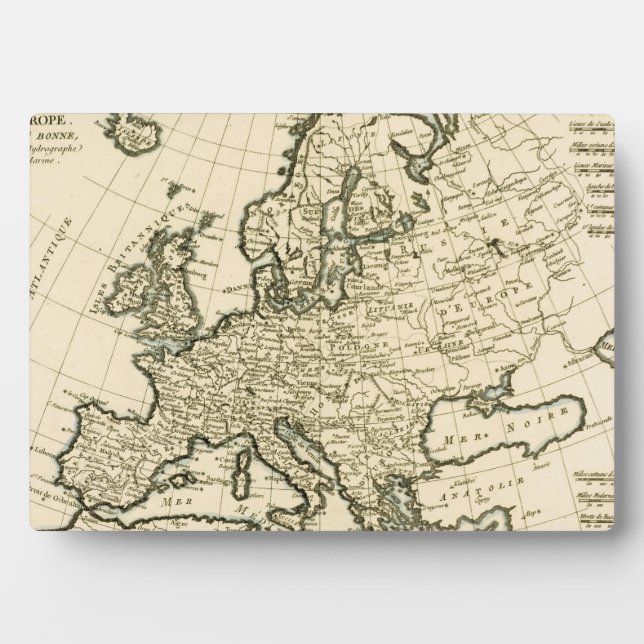 Map of Europe by Guillaume Raynal Plaque (Front)