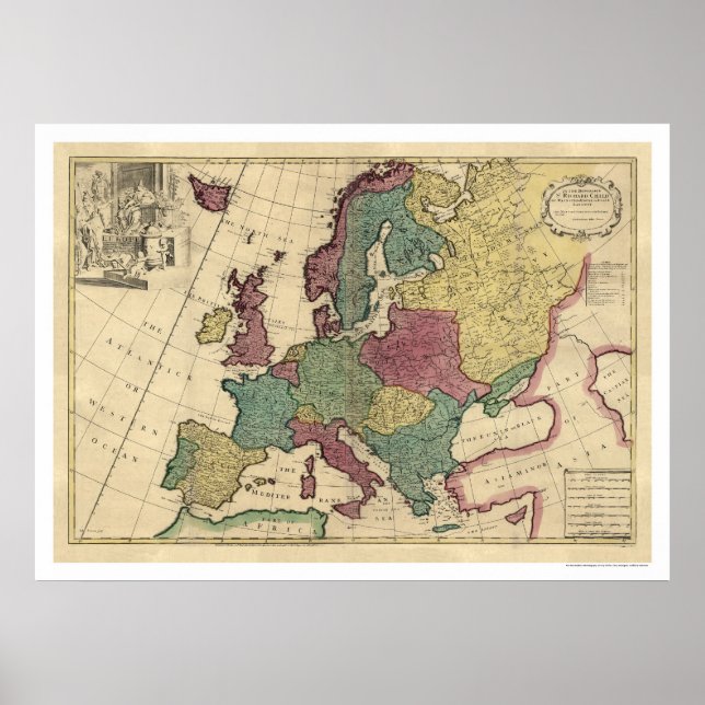 Map of Europe by Senex 1725 Poster (Front)
