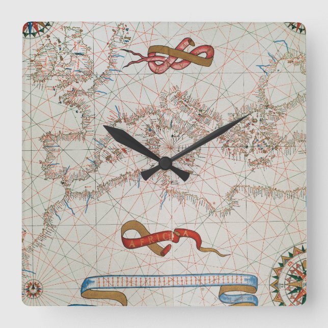 Map of Europe & Coasts of North Africa Square Wall Clock (Front)