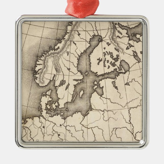 Map of Europe Metal Tree Decoration (Front)