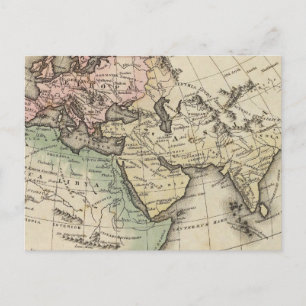 map of Europe, Northern Africa and Southeast Asia Postcard