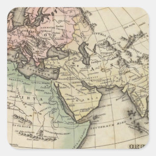 map of Europe, Northern Africa and Southeast Asia Square Sticker