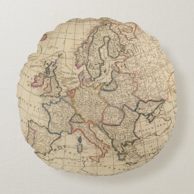 Map of Europe Round Cushion (Front)