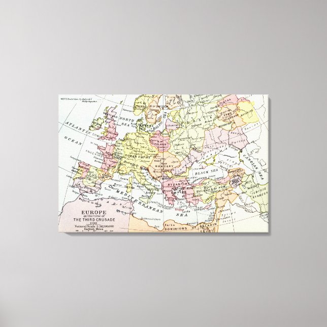 Map of Europe | The Third Crusade Canvas Print (Front)