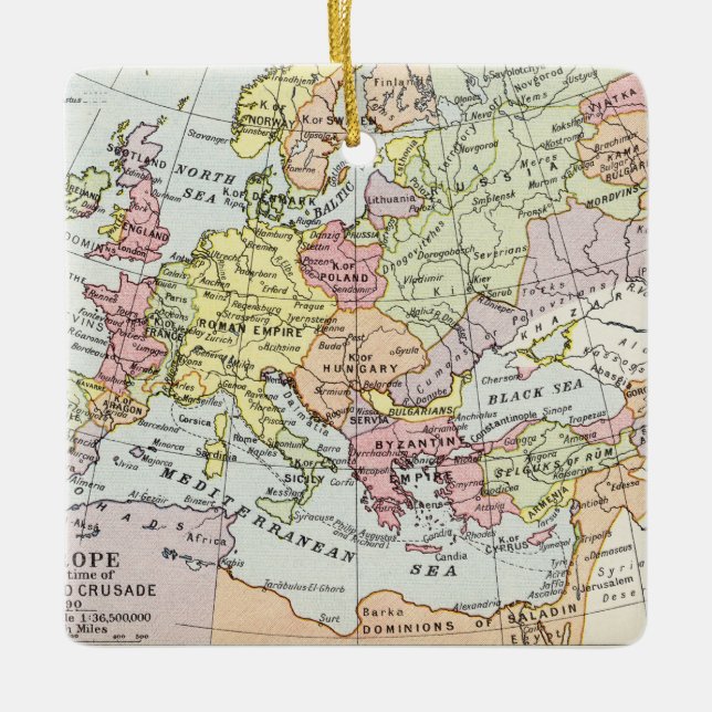 Map of Europe | The Third Crusade Ceramic Ornament (Front)