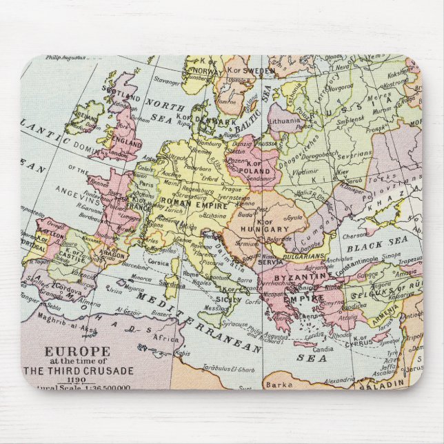 Map of Europe | The Third Crusade Mouse Mat (Front)