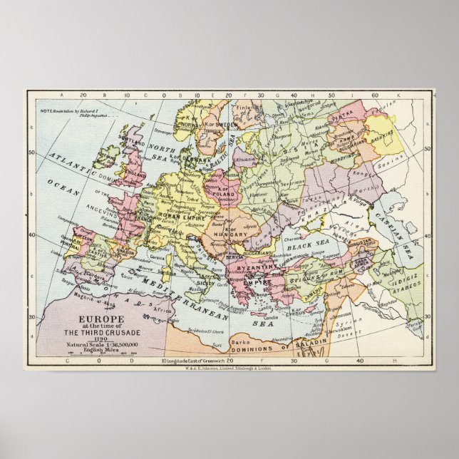 Map of Europe | The Third Crusade Poster (Front)