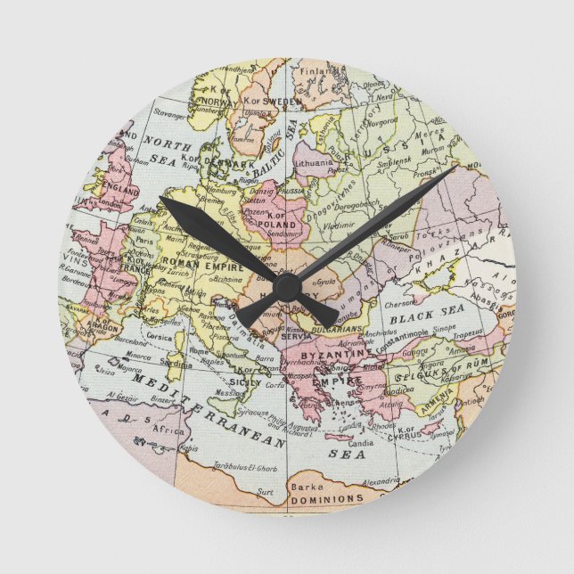 Map of Europe | The Third Crusade Round Clock (Front)