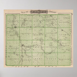 Map of Faribault County, Minnesota Poster