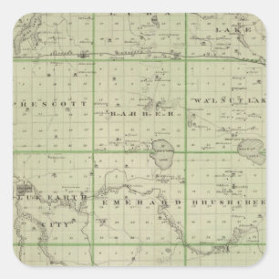 Map of Faribault County, Minnesota Square Sticker