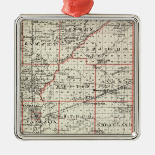 Map of Fayette County, Mt Vernon and McLeansboro Metal Tree Decoration