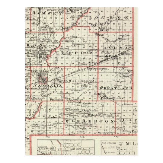 Map of Fayette County, Mt Vernon and McLeansboro Postcard