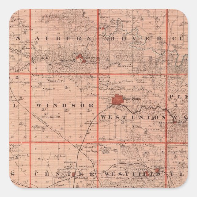 Map of Fayette County, State of Iowa Square Sticker (Front)