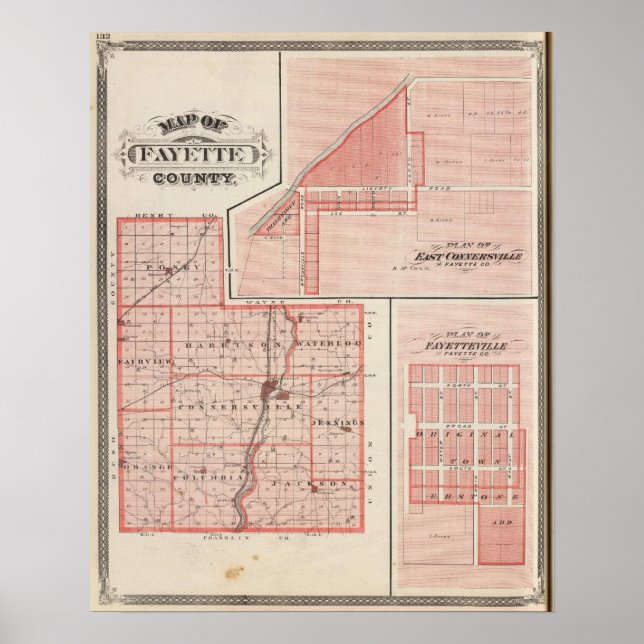 Map of Fayette County with East Connersville Poster (Front)