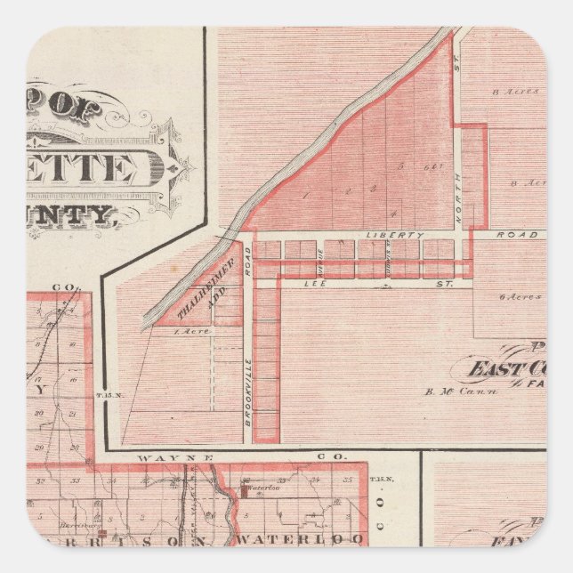Map of Fayette County with East Connersville Square Sticker (Front)