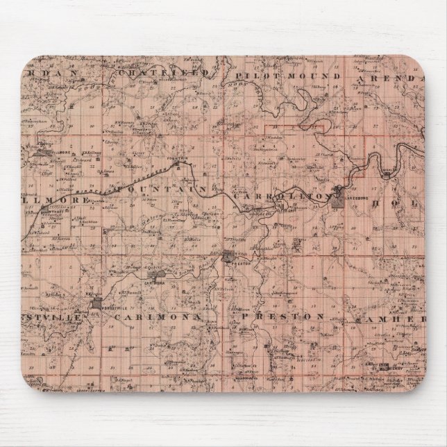 Map of Fillmore County, Minnesota Mouse Mat (Front)