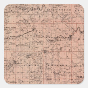 Map of Fillmore County, Minnesota Square Sticker