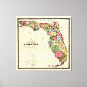 Map of Florida (1870) Canvas Print