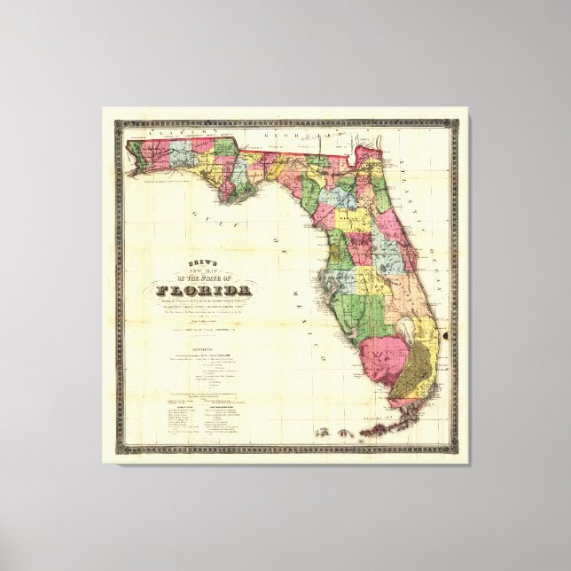 Map of Florida (1870) Canvas Print (Front)