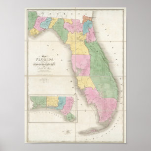Map of Florida 2 Poster
