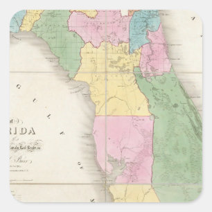 Map of Florida 2 Square Sticker