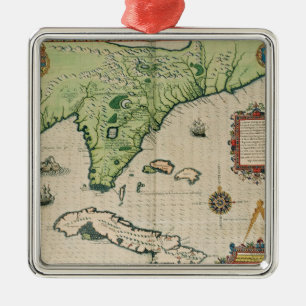 Map of Florida, from 'Brevis Narratio' Metal Tree Decoration